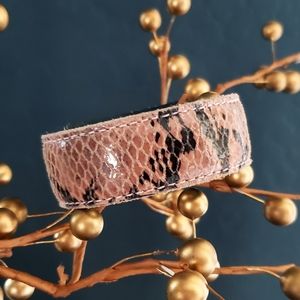Pink Snake Skin Cuff Bracelet #1